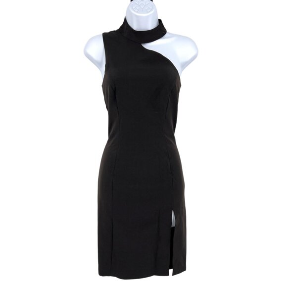French Connection Echo One Shoulder Asymmetric Halter Dress Black Size 2 NWOT - Picture 1 of 10